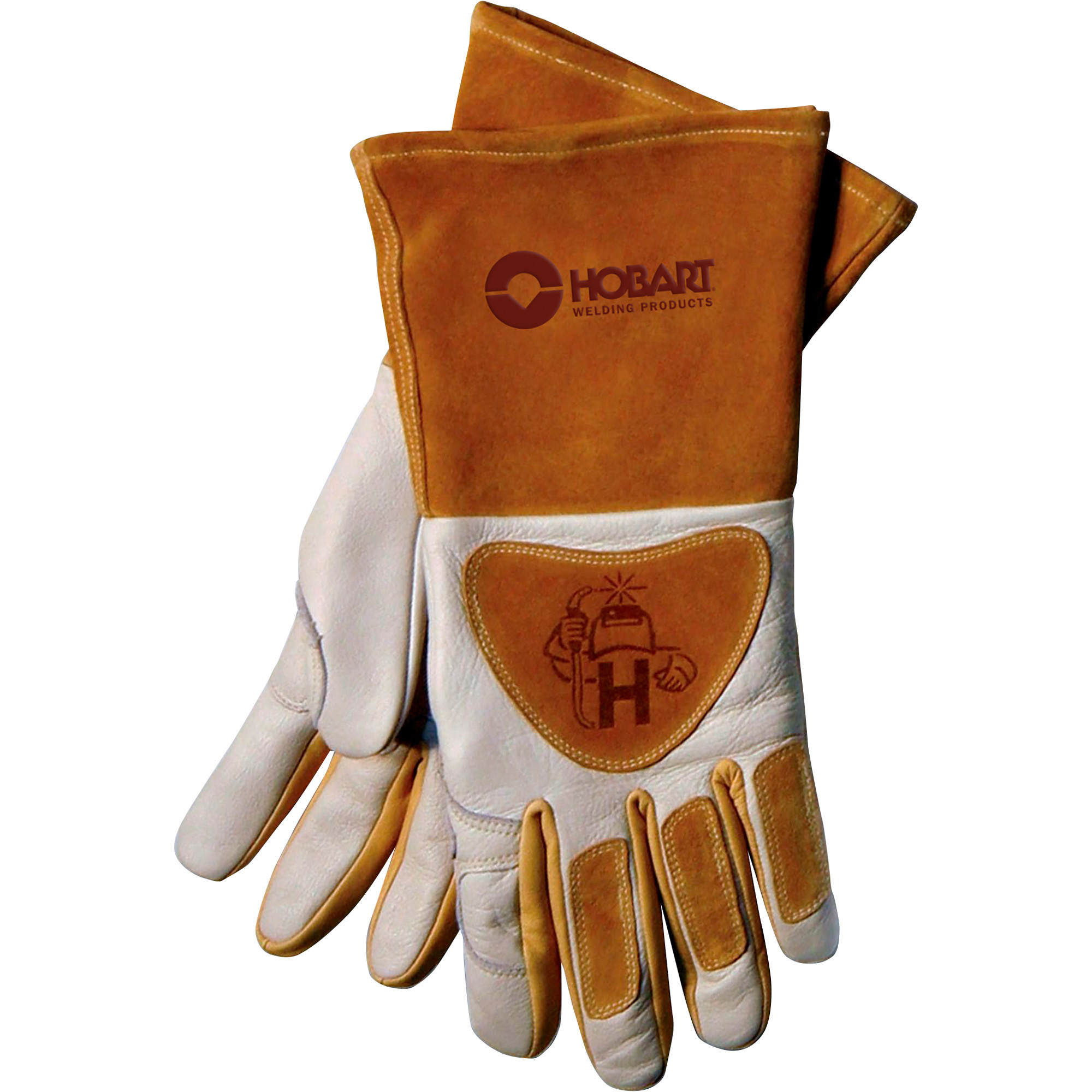 Hobart Premium Form-Fitted Welding Gloves, Leather, Beige and Brown, X-Large, Pair, Model# 770440